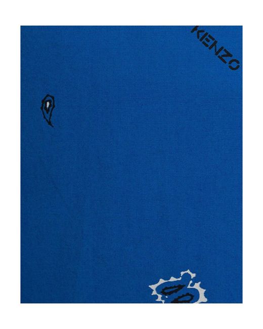 KENZO Blue Printed Long-Sleeved Shirt for men