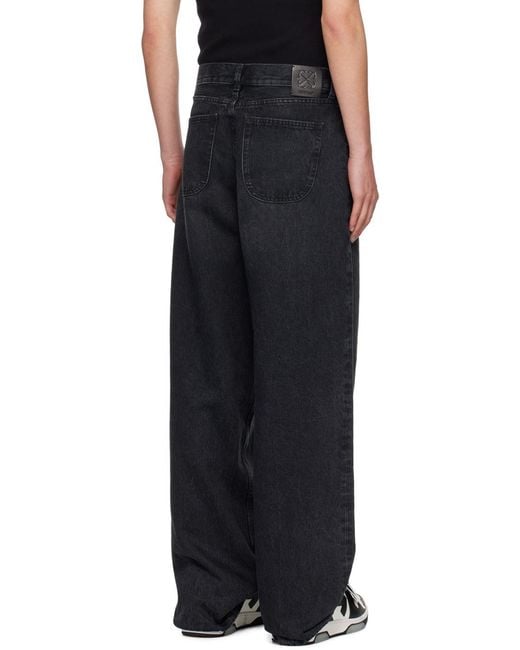 Off-White c/o Virgil Abloh Black Logo Patch Wide Leg Jeans for men