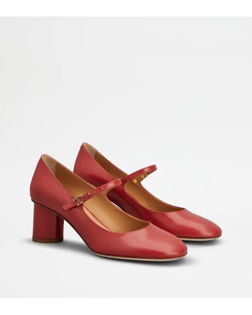 Tod's Red Mary Jane Shoes
