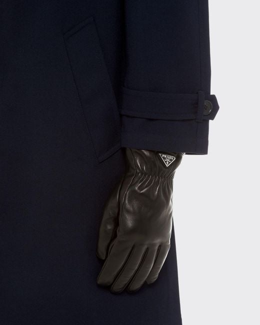 Prada Black Triangle-Logo Pull-On Gloves for men