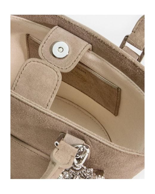 Self-Portrait Multicolor Charm-Detail Suede Bucket Bag