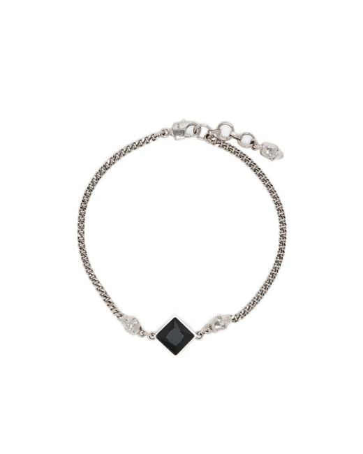 McQueen Metallic Twin Skull Bracelet for men