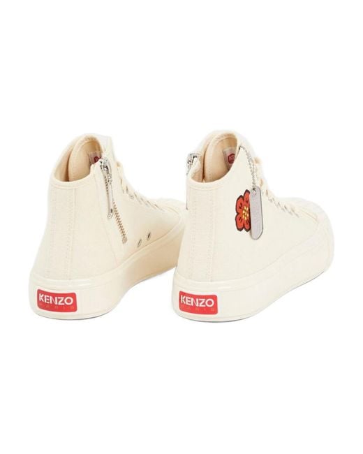 KENZO White Boke Flower Motif High-Top Sneakers