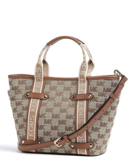 Michael Kors White Maeve Monogram-Pattern Handbag