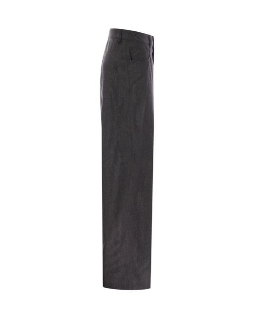 Fabiana Filippi Gray Straight-Leg Striped Trousers