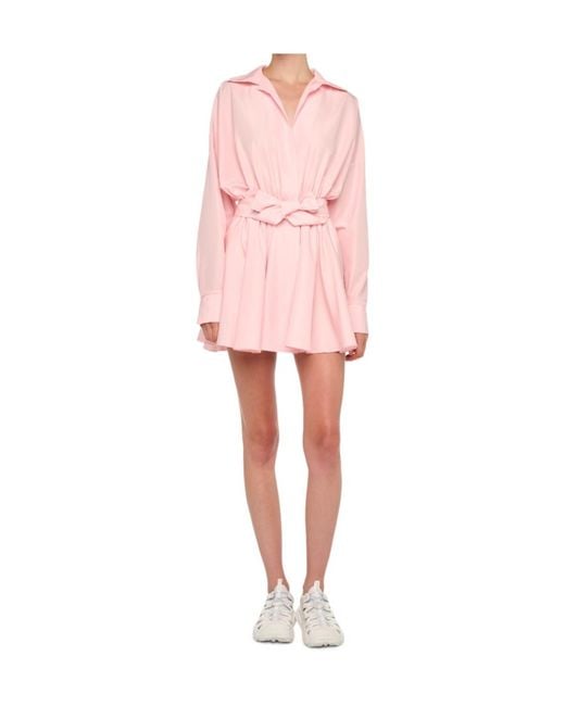 Norma Kamali Pink Belted Flared Mini Dress