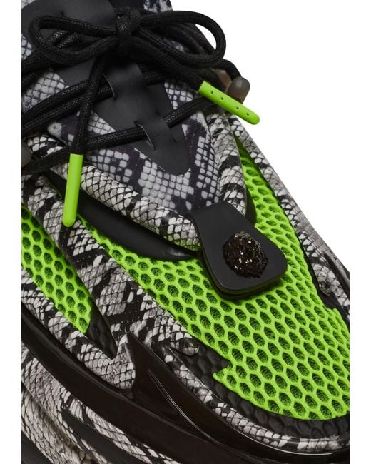 Balmain Green Unicorn Snake-Skin Effect Sneakers for men