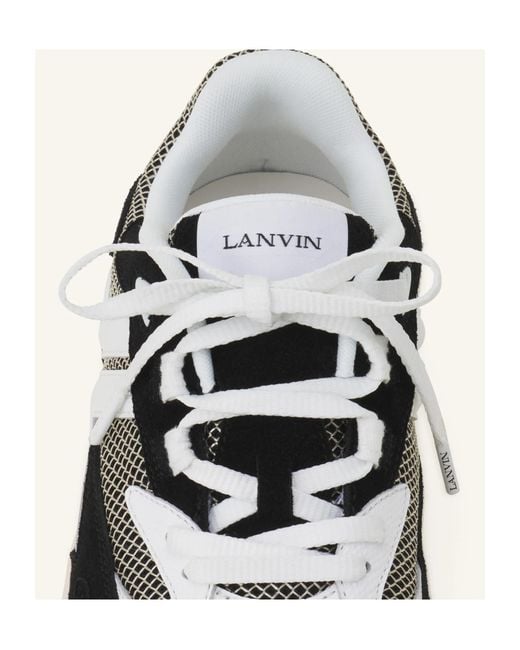Lanvin Green Mesh-Panel Leather Sneakers