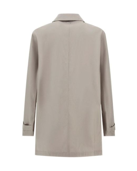 Herno Gray Button-Down 3-Layers Wool Coat for men