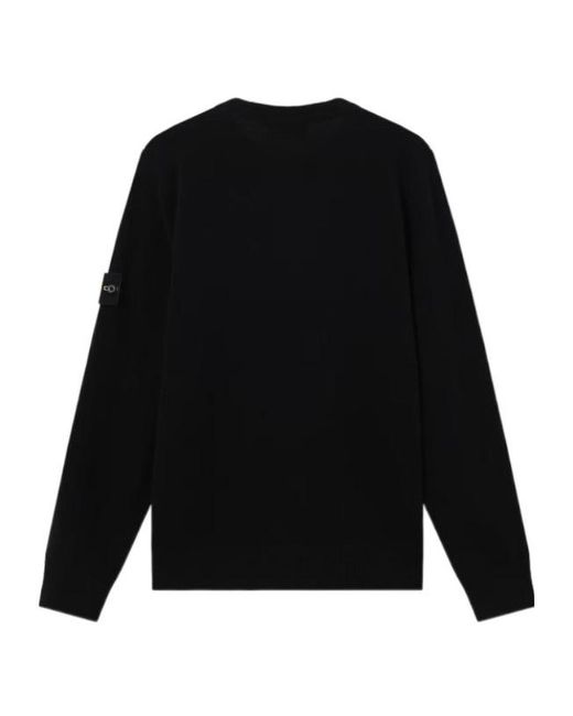 Stone Island Black Long-Sleeve Crew-Neck Sweater for men
