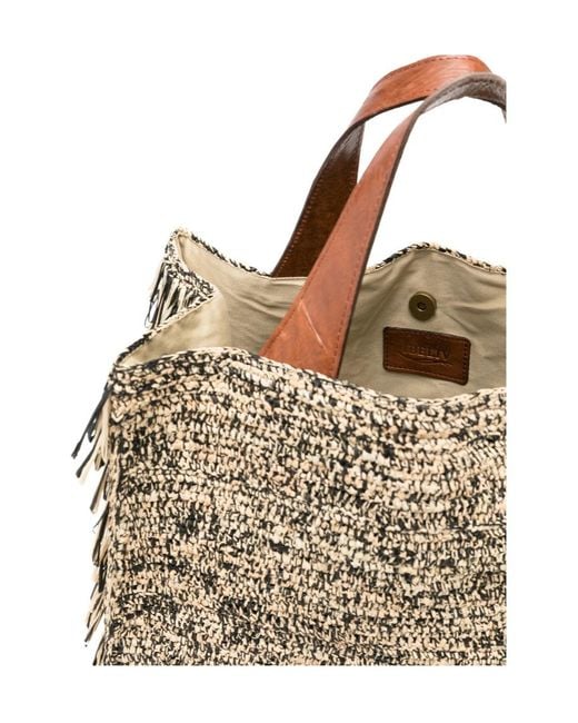 IBELIV Metallic Onja Woven Fringe Tote Bag