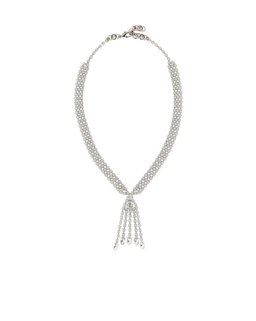 Alessandra Rich White Metal Necklace