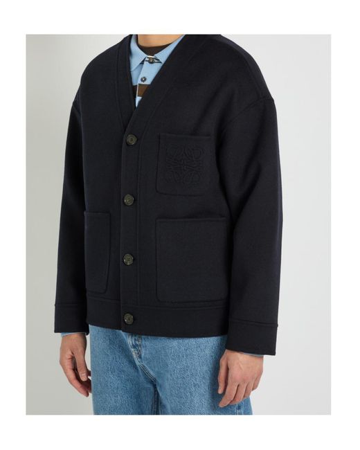 Loewe Black Embossed-Anagram Wool And Cashmere-Blend Cardigan for men