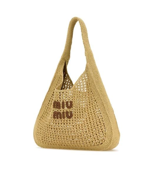 Miu Miu Metallic Logo Appliquéd Top Handle Bag