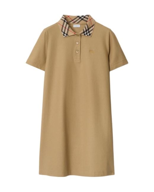 Burberry Natural Logo Embroidered Checked Polo Dress