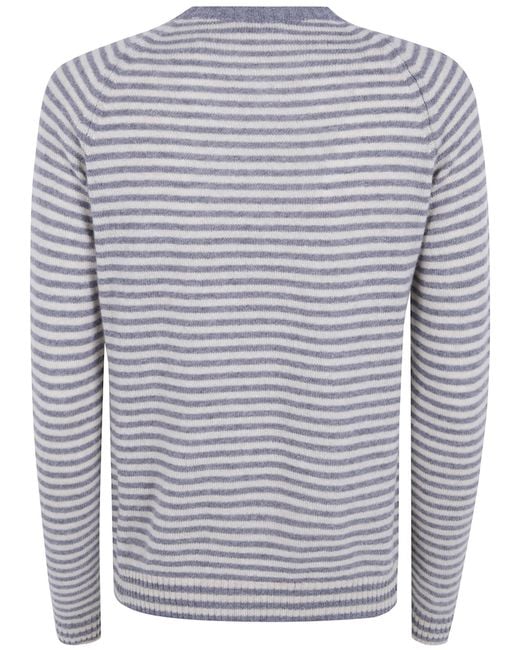 Baserange Blue Striped Crew Neck Knit Sweater