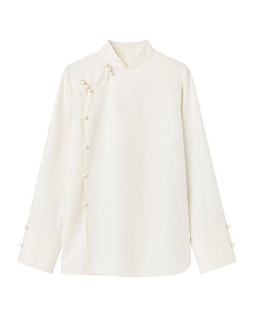 Rohe White Frog-Fastening Wide-Cuff Blouse