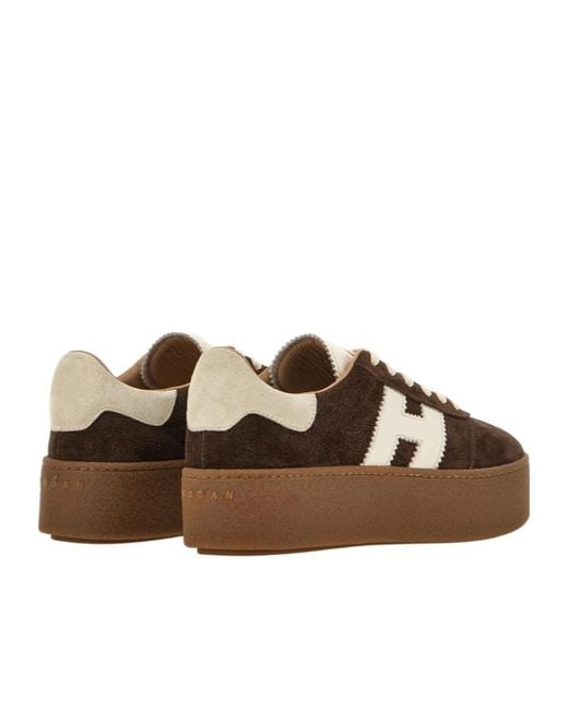 Hogan Brown Side H Patch Sneakers