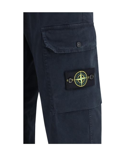 Stone Island Blue Regular Cargo Pants for men