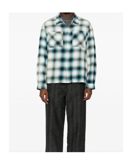 Represent Blue Sun Bleached Check Shirt for men