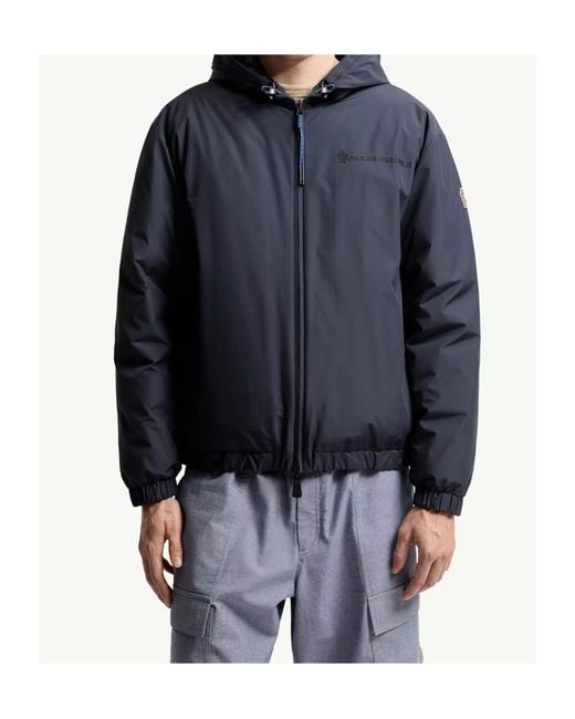 Moncler Blue Grenoble Logo Patch Reversible Jacket for men