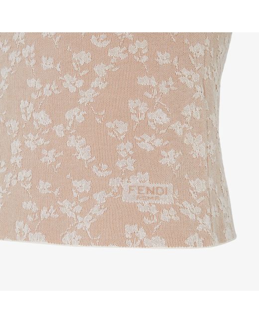 Fendi White Floral Motif Jacquard Short Sleeved T-Shirt