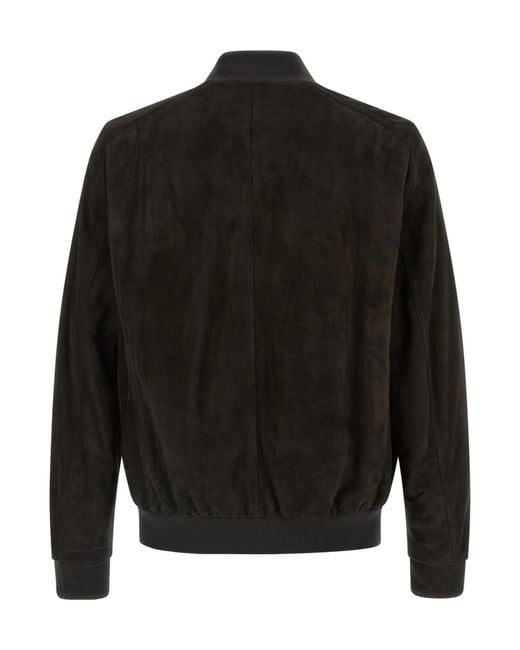 Moorer Black Carlos Buttoned Bomber Jacket for men