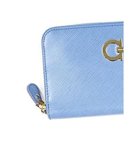 Ferragamo Blue Logo Details Wallet