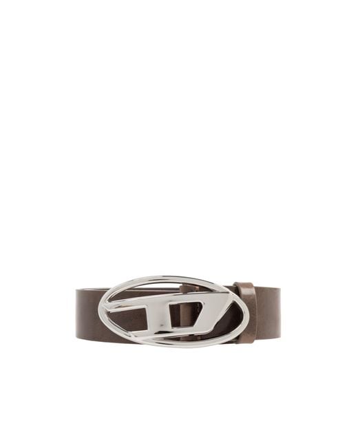 DIESEL White B-1Dr Logo Plaque Buckled Belt for men