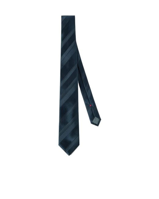 Brunello Cucinelli Blue Regimental-Stripe Silk Tie for men