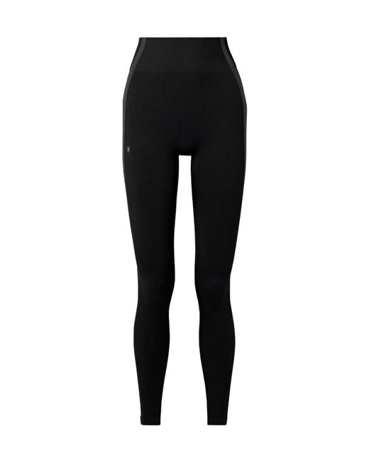 On Shoes Black Studio Striped Ribbed Stretch Recycled Leggings