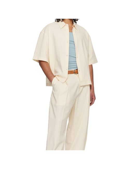 Studio Nicholson White Cotton- And Linen-Blend Coutil Shirt for men