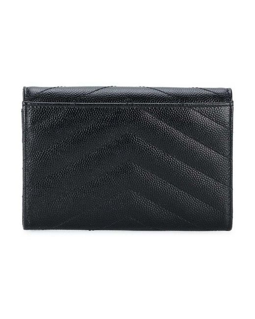 Saint Laurent Black Logo Plaque Envelope Wallet