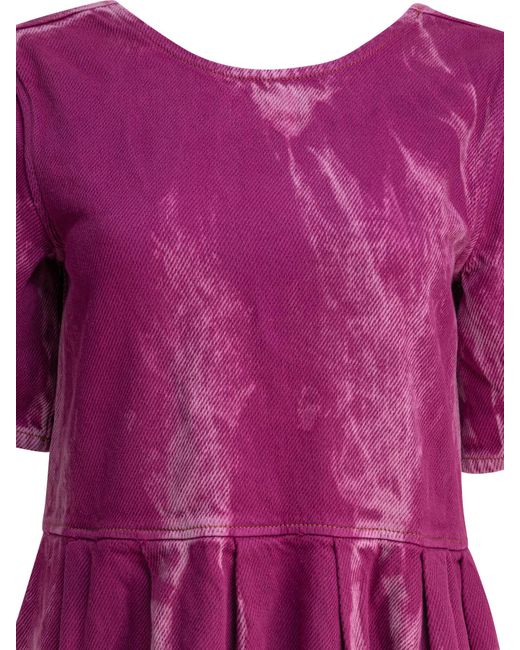 Ganni Purple Midi Dress With Open Back And Tie-Dye