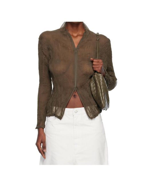 Issey Miyake Brown Chiffon Twist Cardigan