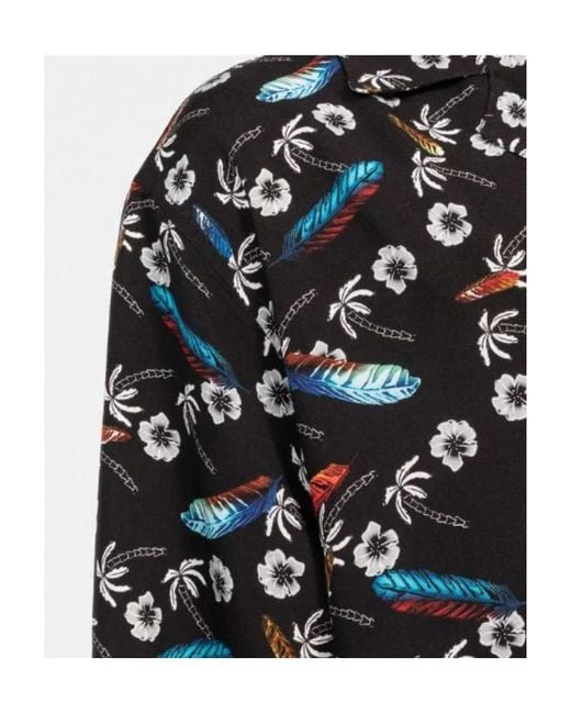 Marcelo Burlon Black Floral Printed Short-Sleeved Shirt for men