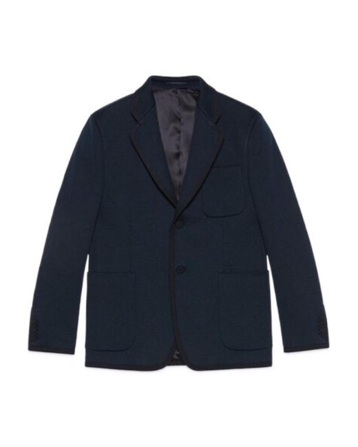 Gucci Blue Textured Gg Jersey Jacket for men