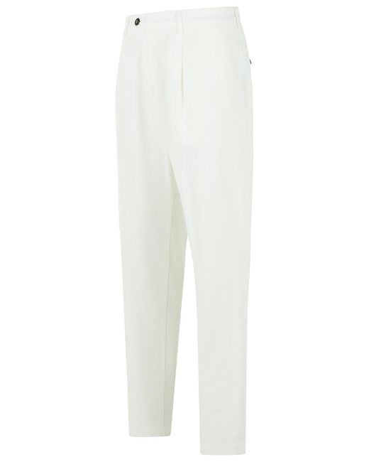 Eleventy White Pleated Tailored Pants for men