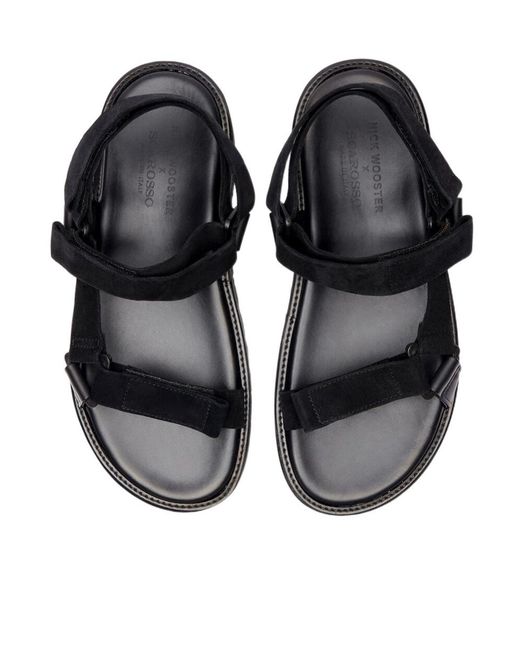 Scarosso Black Round-Toe Sandals for men