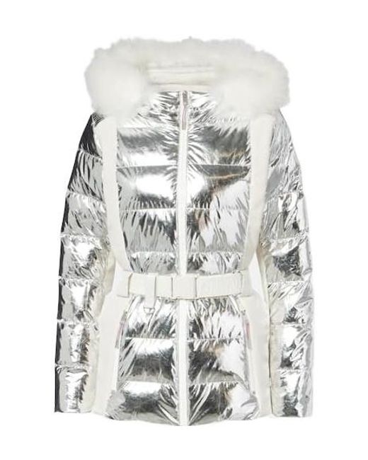 Yves Salomon White Solid-Color Ski Jacket