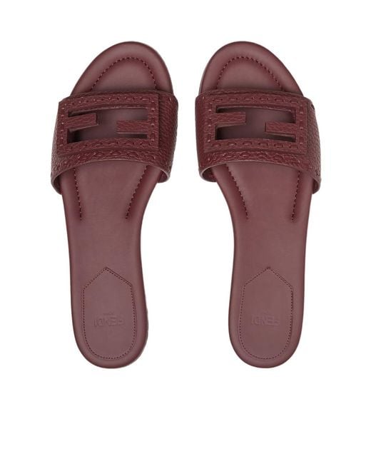 Fendi Brown Baguette Ff Slip-On Slides