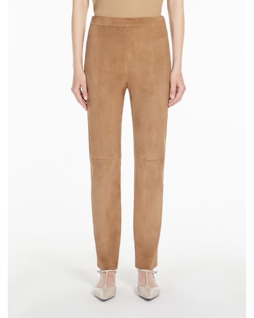 Max Mara Natural Skinny Suede Trousers