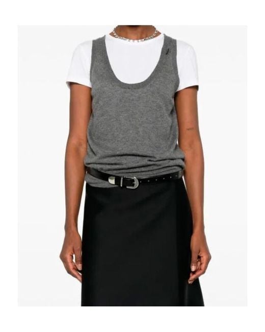 Prada Gray Ribbed Knitted Tank Top