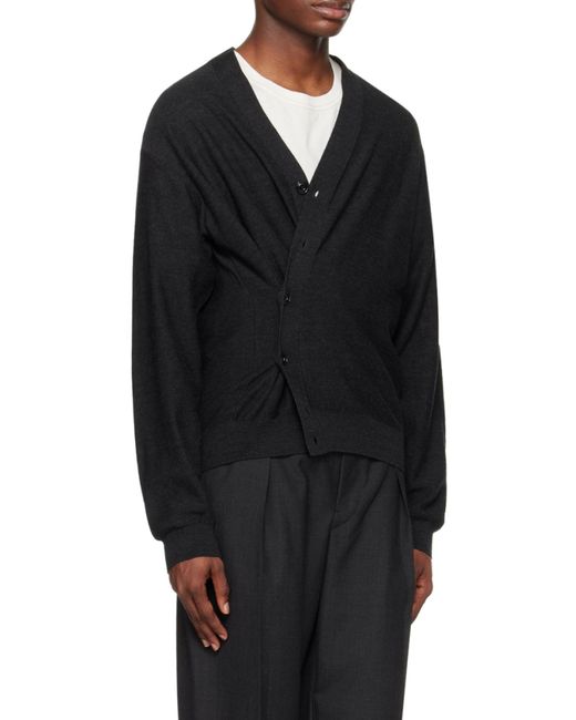 Lemaire Black V-Neck Long Sleeved Cardigan
