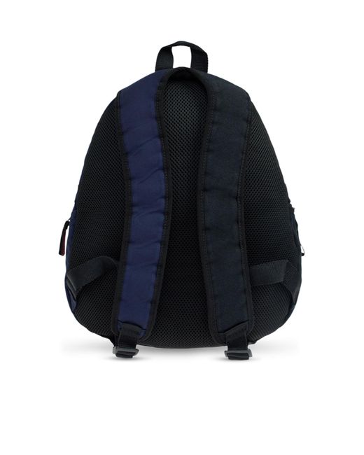 Balenciaga Blue Logo Embroidered Buckled Backpack for men