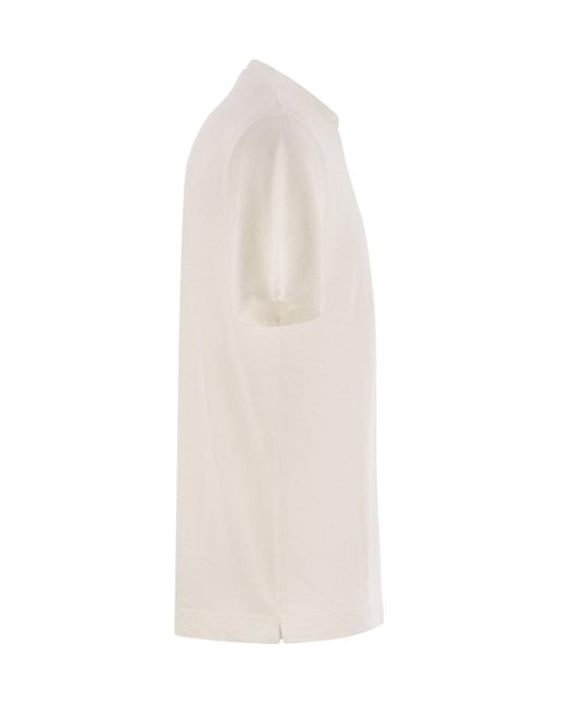 Fedeli White Stretch Linen T-Shirt for men