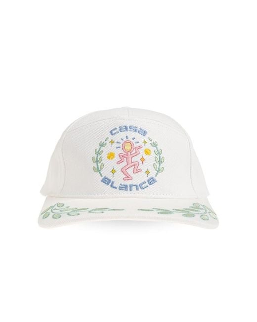 Casablanca White Logo Embroidered Baseball Cap for men