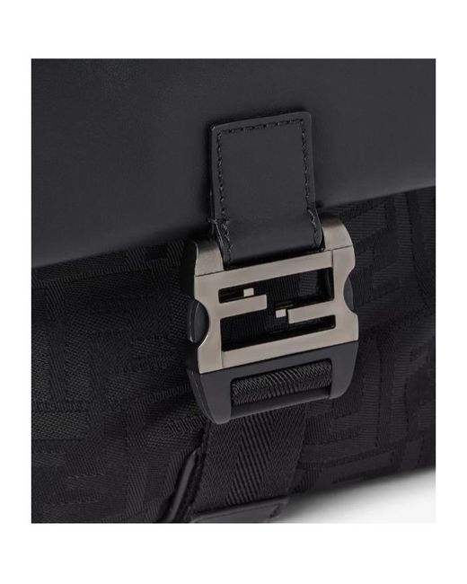 Fendi Black Flux Ff-Buckle Shoulder Bag for men