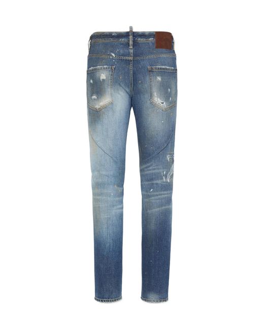 DSquared² Blue Medium Pressed Scared Wash Cool Guy Distressed Jeans for men