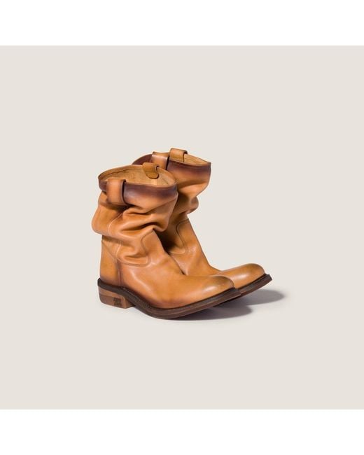 Miu Miu Brown Pull-On Mid-Calf Boots